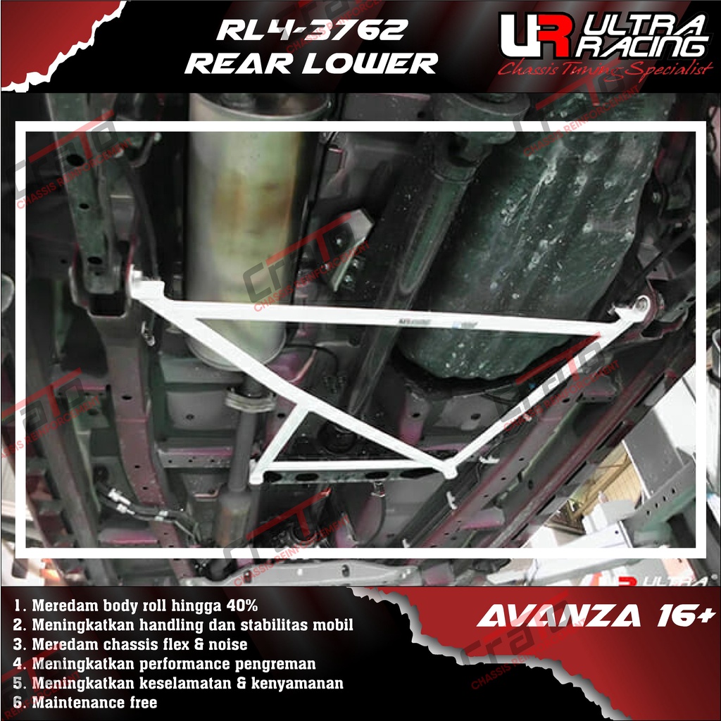 Aksesoris Stabiliser ULTRA RACING Safety Bar - Rear Lower Bar 4 Points - Toyota Avanza 16+ - RL4-376