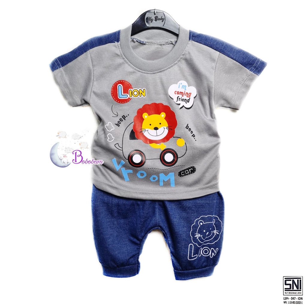 BOBOBAM BAJU BAYI LAKI LAKI SETELAN ANAK COWO LUCU STELAN COWOK 6 12 BULAN KEREN TRENDY KEKINIAN SINGA HEWAN