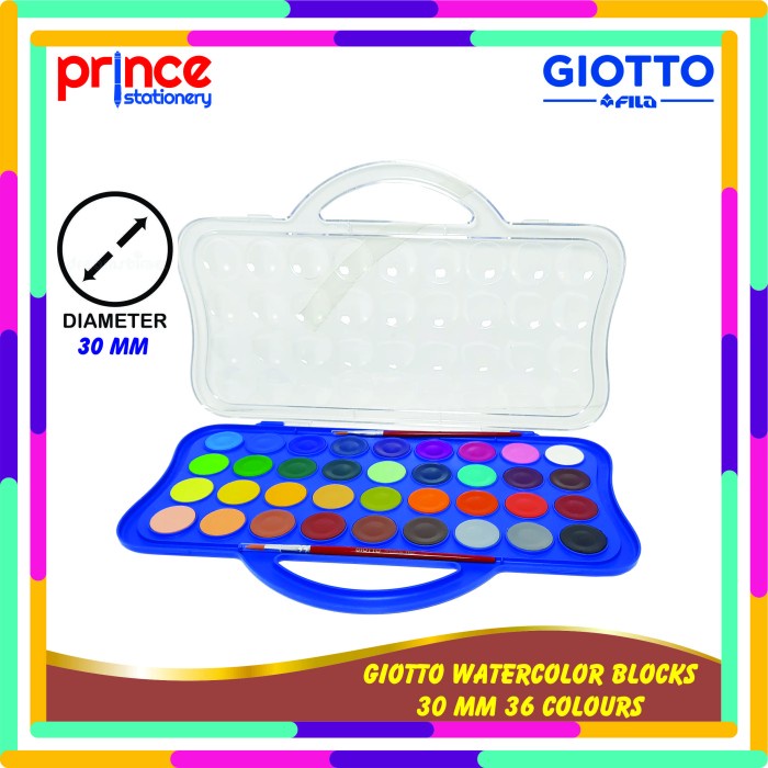 

GIOTTO WATERCOLOUR BLOCKS / CAT AIR GIOTTO 30 MM 36 WARNA