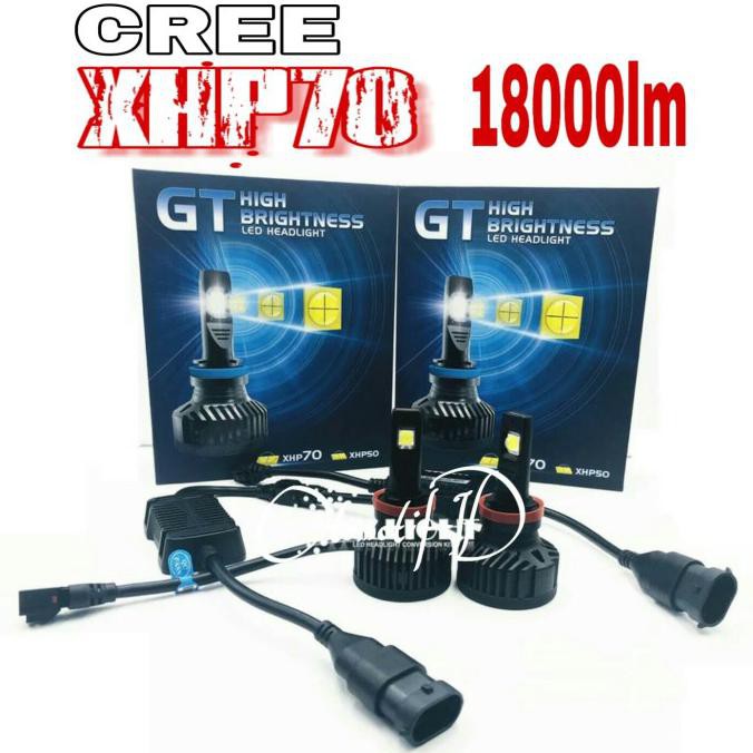 ( BISA COD ) Lampu Mobil LED GT Cree XHP70 XHP 70 18000lm H1 H4 H7 H11 HB3 HB4 9012 HEMAT Kode 524