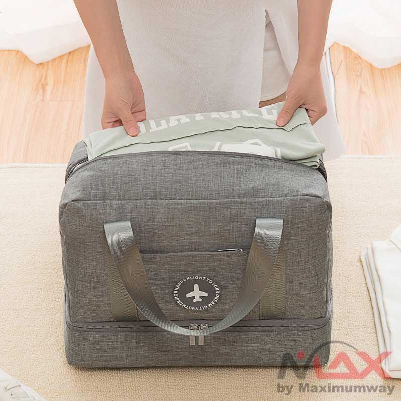 JULY'S Tas Duffel Jinjing Wanita Kanvas Spot Travel Handbag Bag Tote olahraga ada slot sepatu anti air waterproof  Tas fitness tas jalan tamasya tas pulang kampung perjalanan jauh tas baju koper pakaian bandara airport