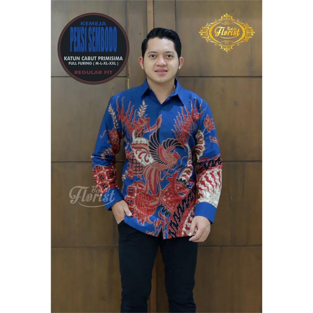 PEKSI SEMBODO Kemeja Batik Pria Full Furing Bahan Katun Cabut Primisima