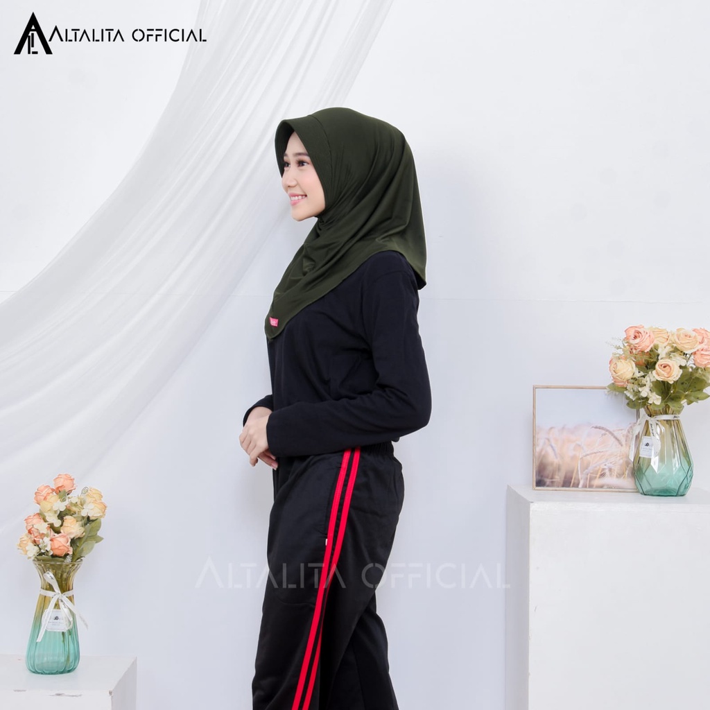 Altalita - Hijab Sporty Instant pet Bahan Jersey Spandek Polos Premium Cocok Untuk Sekolah Olahraga dan Sehari-Hari