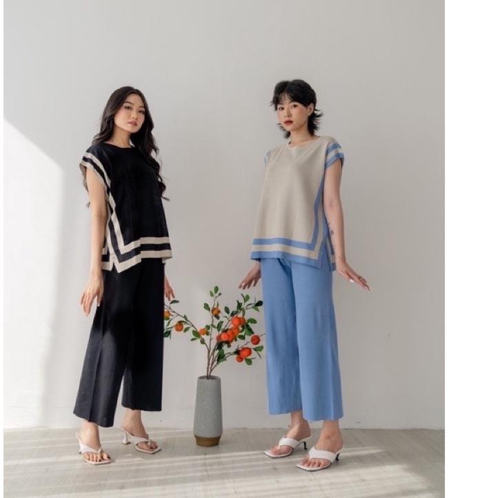 Terbatas SALE Set Kinan Knit Blouse + Pants SET RAJUT PREMIUM Set Knit Jumbo Setelan Rajut Kinan Lay