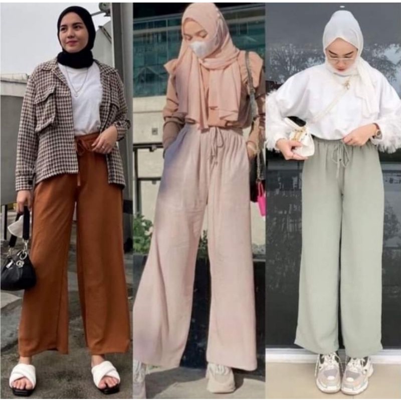 CELANA KULOT LINEN WANITA RAMI CRINKCEL IMPORT