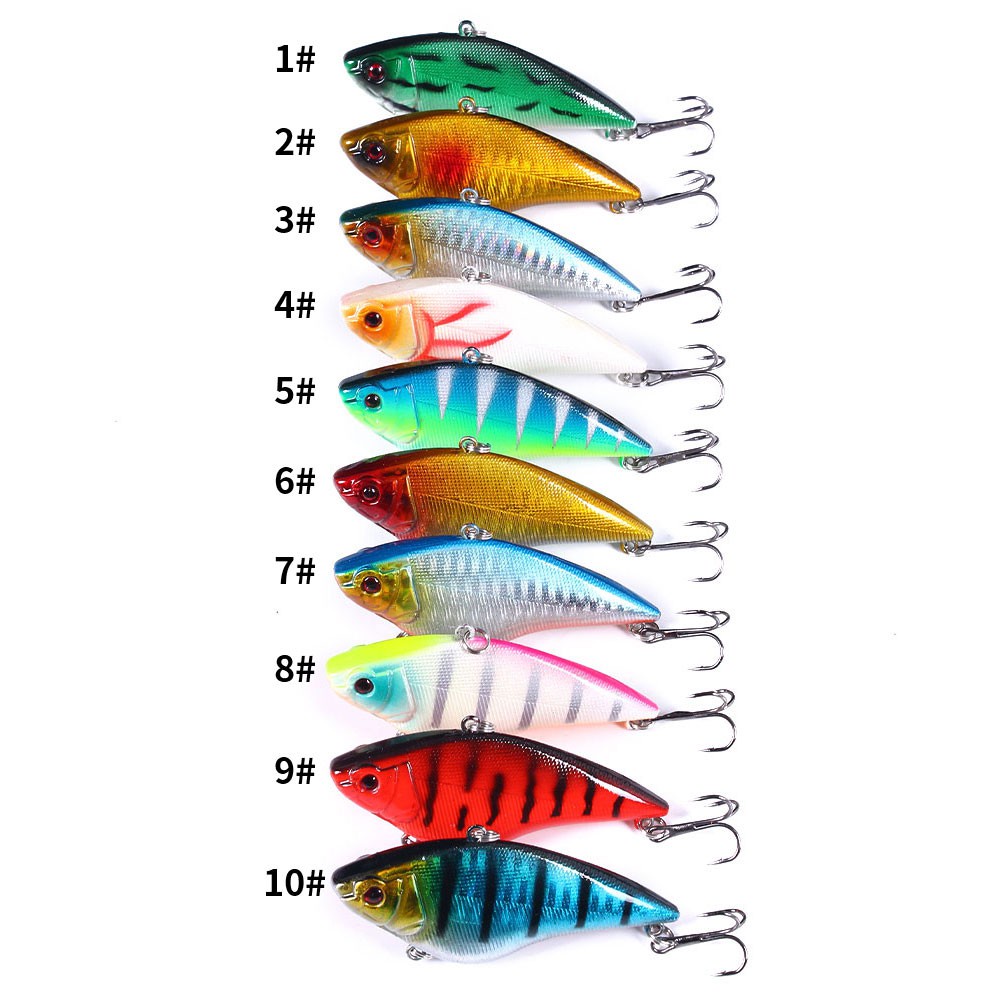 HENGJIA 10PCS Vibrating Fishing Baits Umpan Pancing Artificial Plastic VIB Fishing Lure 7CM 16G Crankbaits Vibration Fishing Tackle