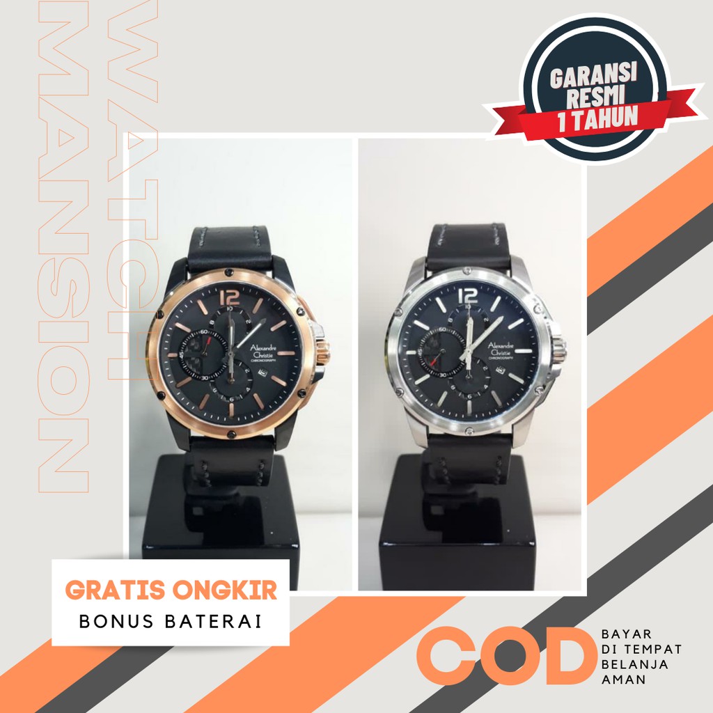 JAM TANGAN PRIA ALEXANDRE CHRISTIE 6486 AC6486 LEATHER STRAP ORIGINAL GARANSI FREE BATERAI