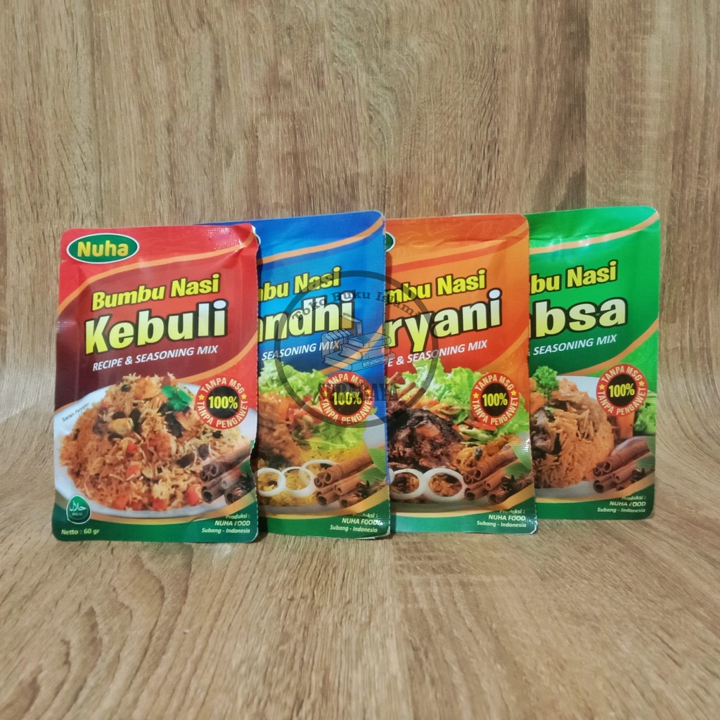 

Bumbu Nasi Kebuli Instant 100% NON MSG & PENGAWET Bumbu Nasi Mandhi Instant Bumbu Nasi Kabsa Instant Bumbu Nasi Bukhori Instant ORIGINAL 60gr - NUHA FOOD