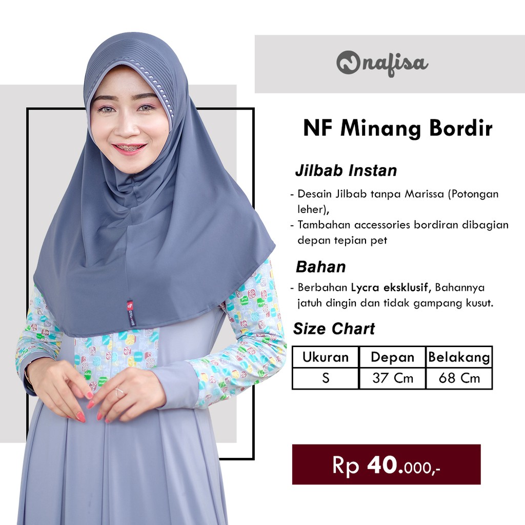 TERLARIS!! Jilbab Nafisa MINANG BORDIR | Hijab Instan Termurah | Kerudung Murah Berkualitas