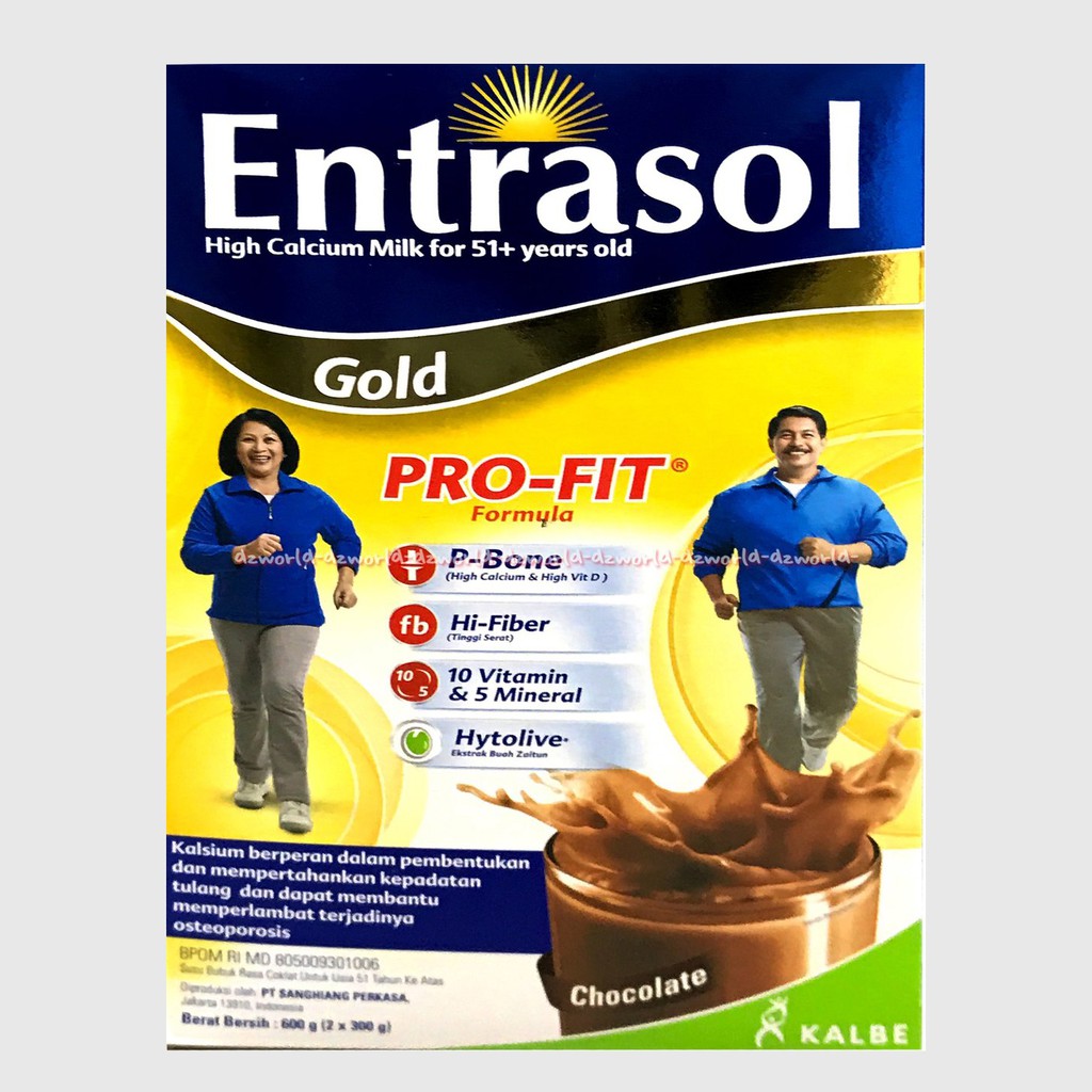 Susu Entrasol Gold Vanilla Coklat 600gr Susu High Kalsium untuk 51+ Rasa Vanila Chocolate