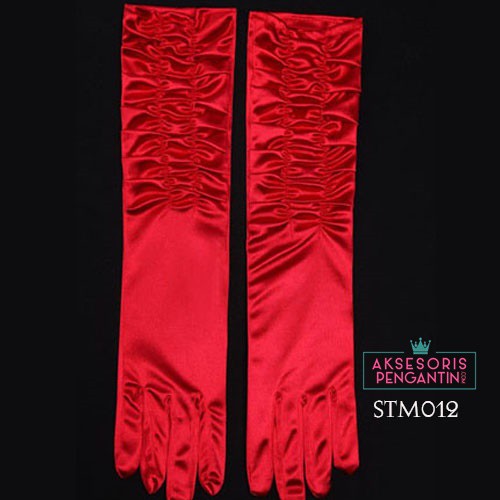 [STOK TERBATAS] SARUNG TANGAN PESTA WEDDING GLOVES MERAH AKSESORIS PENGANTIN STM012