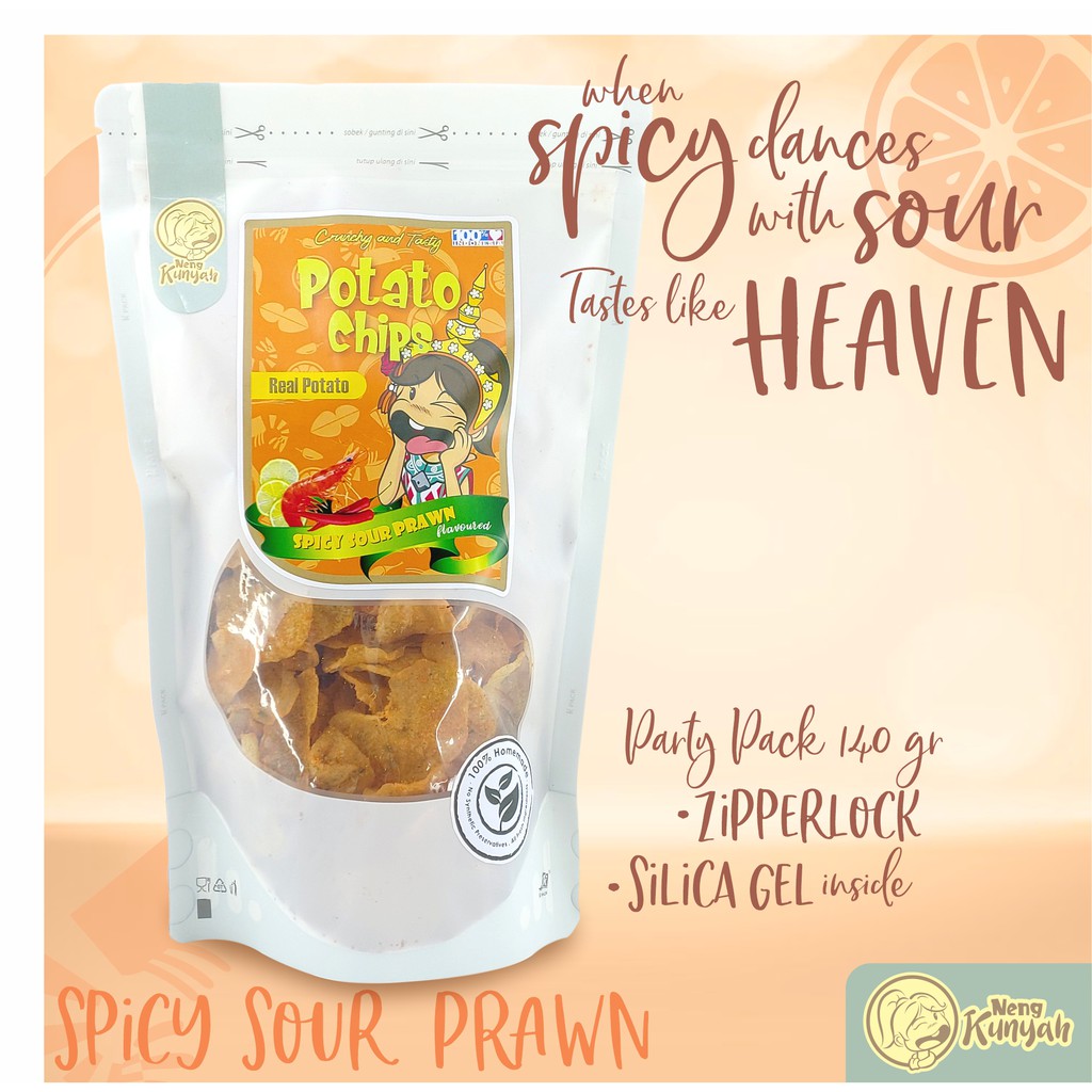 

Neng Kunyah Potato Chips / Keripik Kentang Spicy Sour Prawn 125 gram