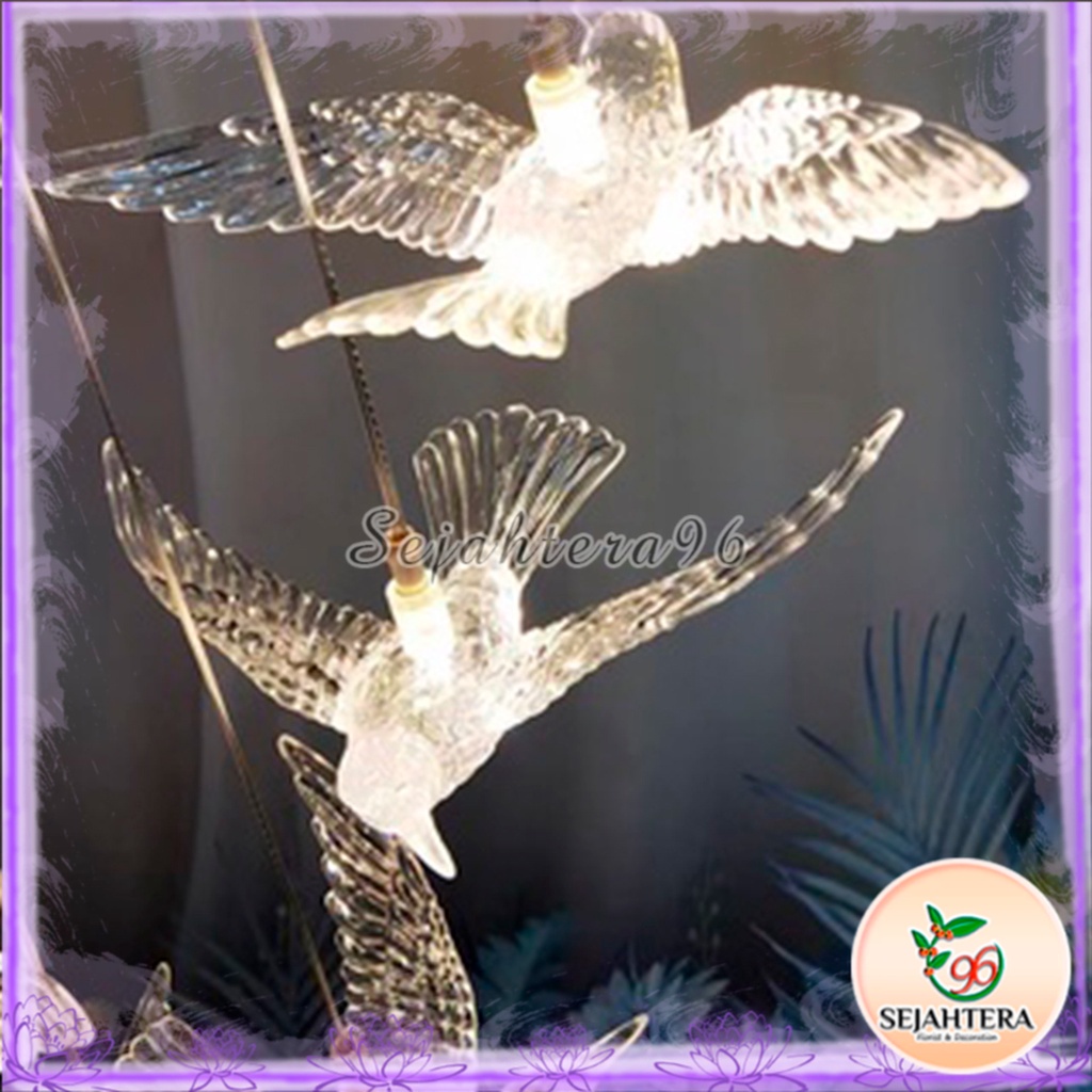 Lampu Burung Akrilik Burung Plastik Dekorasi Hias Gantung LED Dekorasi Wedding Plastik Acrylic