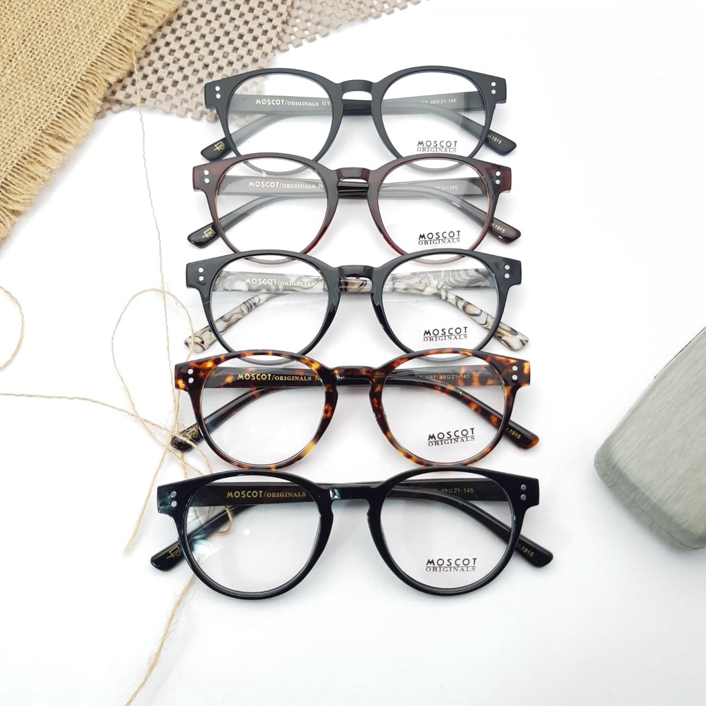 KACAMATA FRAME MOSCOT GOLOA FREE BOX DAN LAP  paket lensa radiasi photocromig minus, silinder, plus 