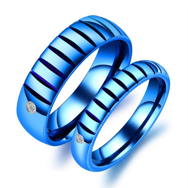 [ BARU ] Cincin Couple Emas / Biru Titanium Couple Ring Tunangan / Nikah / Pasangan / Kawin C074