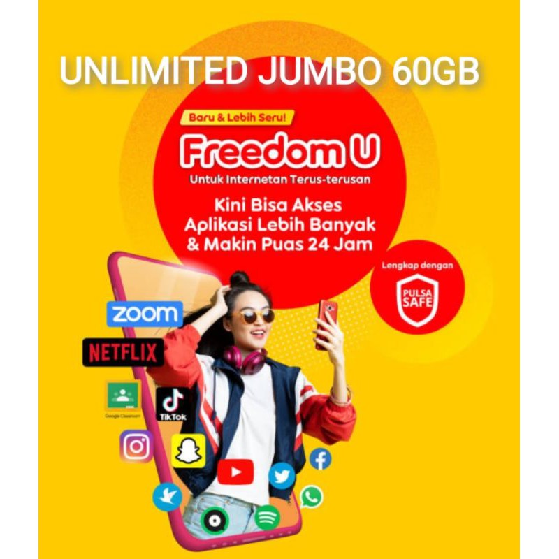 [Flash Sale] Paket Indosat Freedom Unlimited Jumbo 60GB Termurah