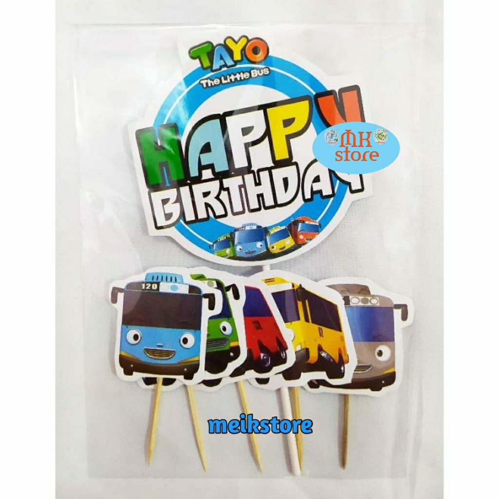 Tusukan Ulang Tahun Karakter Bus Tayo / Cake Topper Tayo Ulang Tahun