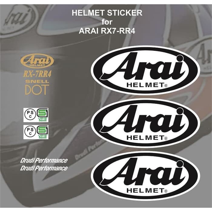 Sticker Set Helm Arai RX7 RR4 utk repaint modofication repair nt shoei