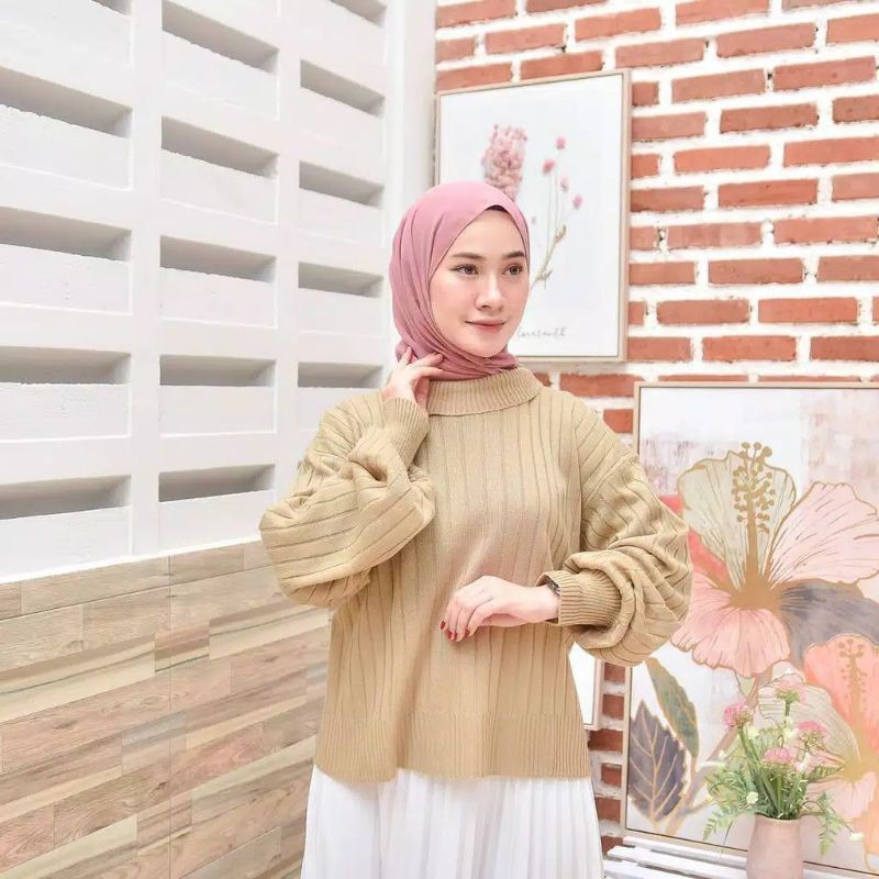 DISCON !!! JOVANKA RAJUT OVERSIZE / TURTLENECK KNITWEAR ARSYILLA PUFFY / RAJUT ATSAN WANITA