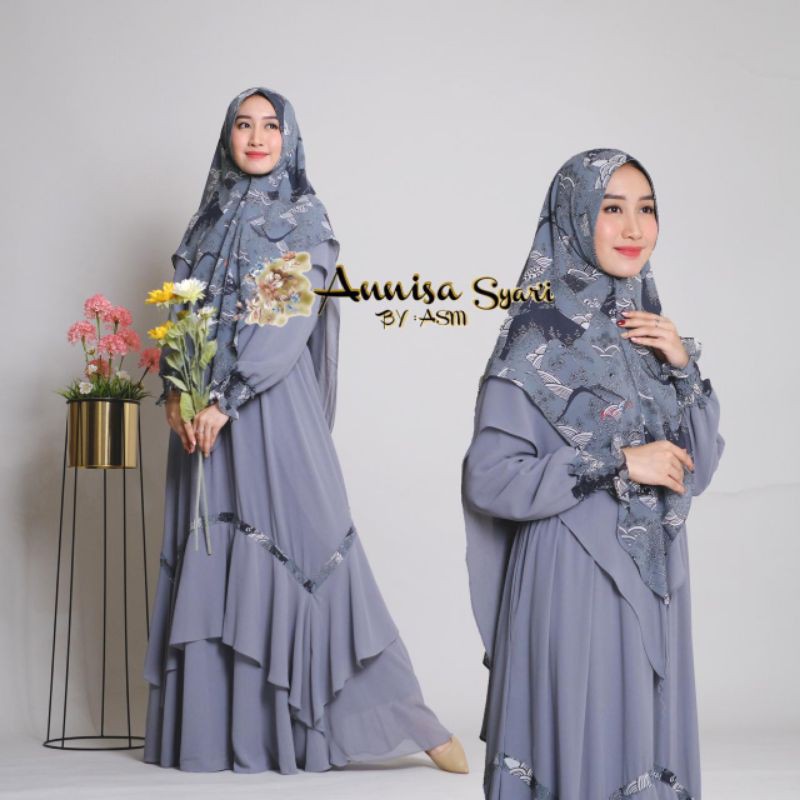 Gamis Syari Ceruty Babydoll Terbaru Annisa Gamis Syari Murah Jumbo Cod