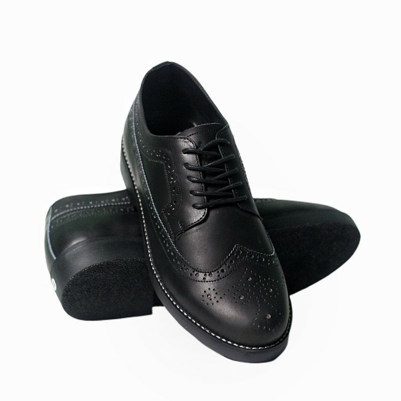 SAMOYED Black (Kulit Asli) Sepatu Pantofel Pria Kulit Asli Oxford Men Wingtip Casual Kerja Kantor Spatu Kondangan Original