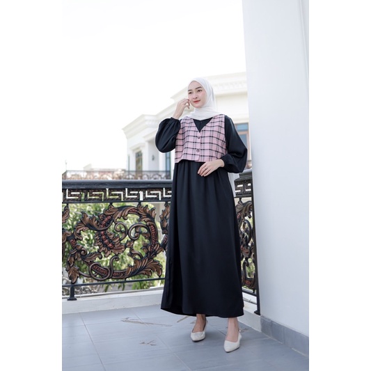NEW AMY MAXI - Dress Vest (bisa lepas pasang) Ld 104 Pjg 132-Black C