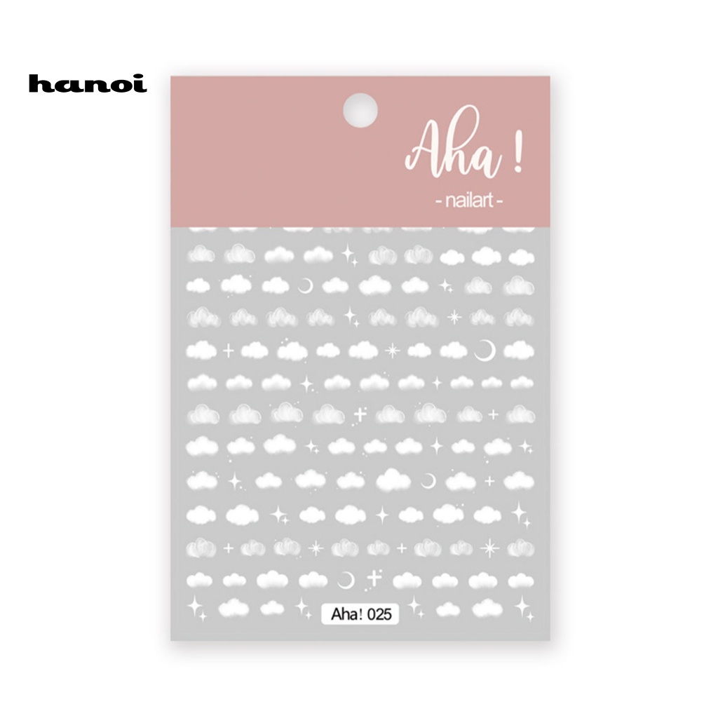 Han_ Stiker Decal Motif Bunga / Awan Putih Untuk Dekorasi Nail Art