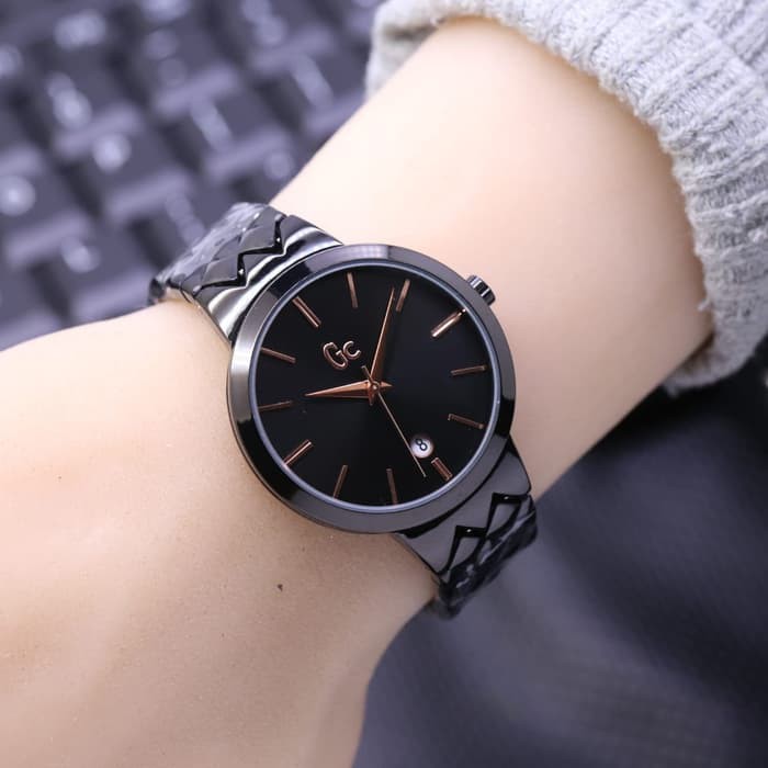 Diskon Jam Tangan Wanita Cewek Guess Gc SK6320 Rantai Full Black Termurah