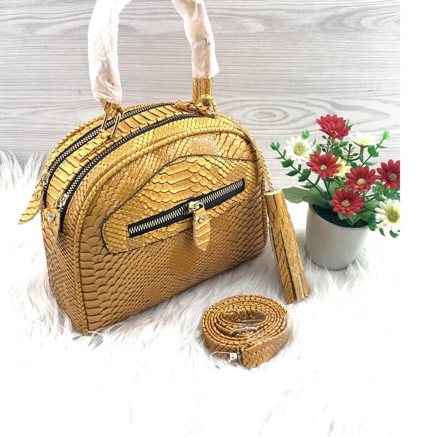TAS WANITA ULAR PYTON 2RES TAS SELEMPANG ULAR ROMBE TENTENG OVAL