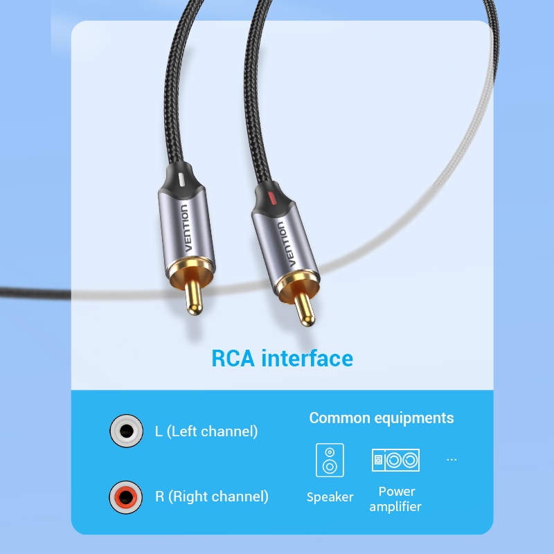 Vention Kabel Adapter Audio 3.5mm Ke 2 Rca Male Untuk Speaker Power Amplifier