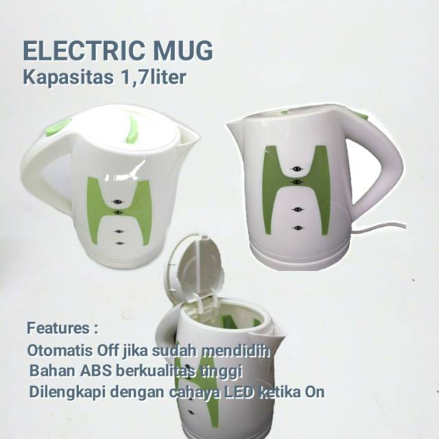 Teko Listrik Electric Mug kapasitas 1,7liter