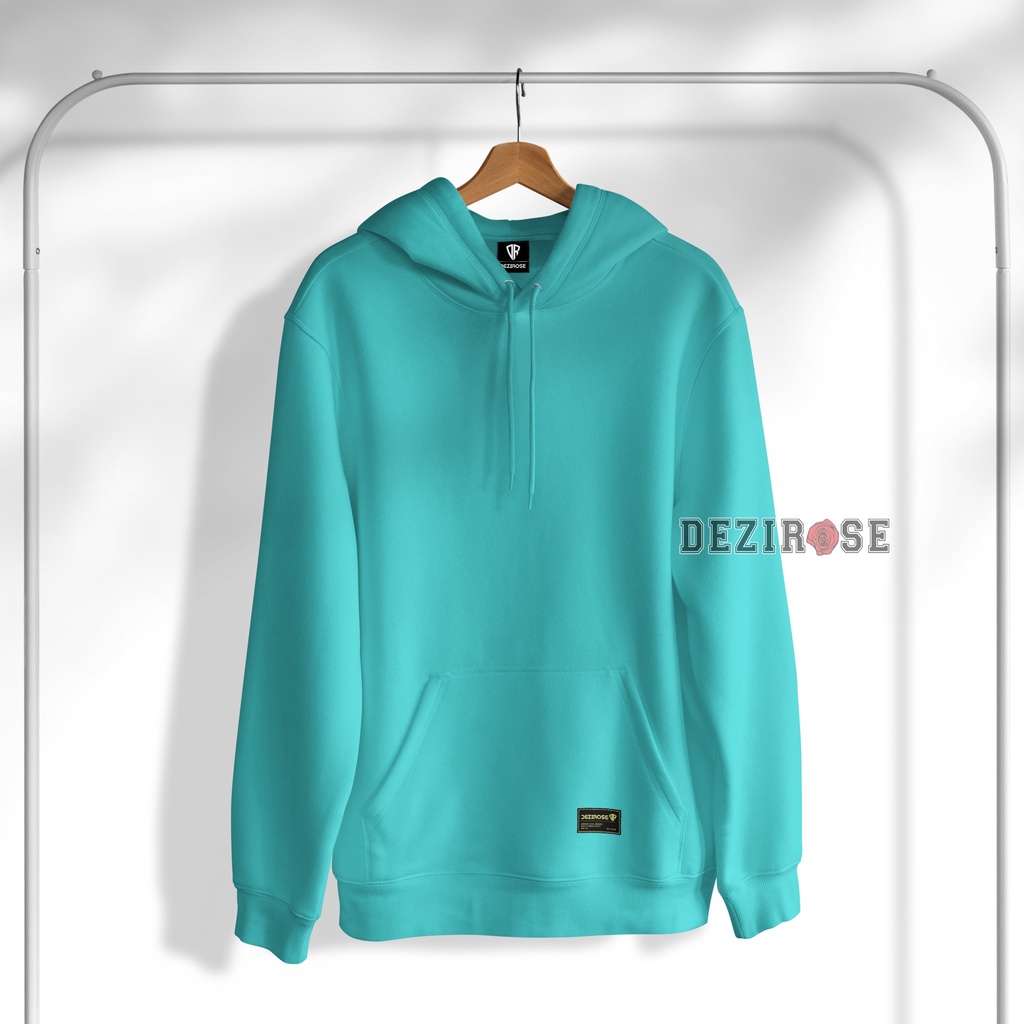 Sweater Hoodie Polos Pria Wanita Bahan Fleece Tebal Premium Quality Size M-XL-Hijau Tosca