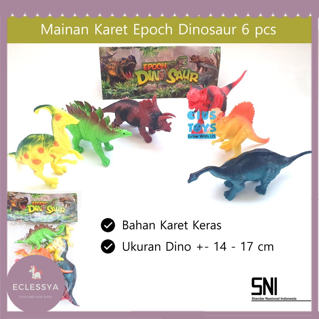 Mainan Edukasi Anak Epoch DInosaurus 6 pcs | Mainan Figur Dino Karet