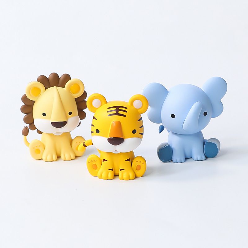 Forest Animal Jungle Theme Tiger Lion Doll Birthday Party PVC Cake Decoration Mold