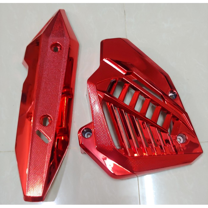 Tutup Knalpot Dan Radiator Vario 150 2018 / Vario 125 2018 Merah Chrom