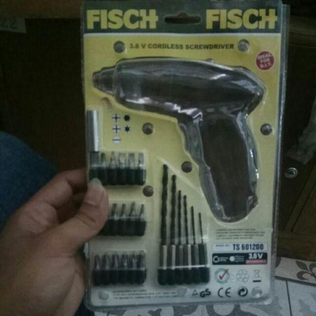 Mesin Bor Cas Charger Cordless Baterai Fisch