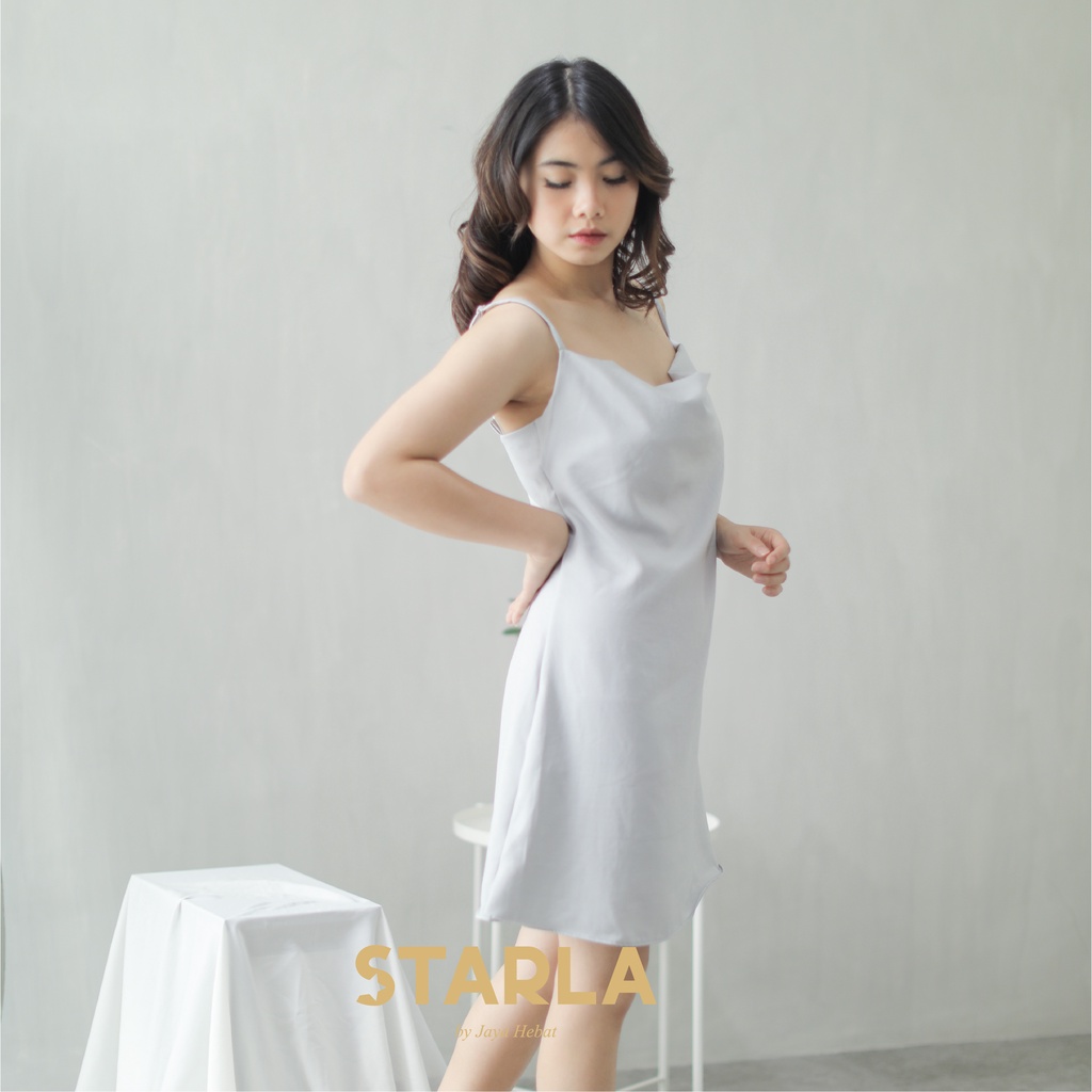 SHORT SLIP SATIN DRESS / SATIN DRESS PENDEK MINI SILK COWL LENORA STARLA