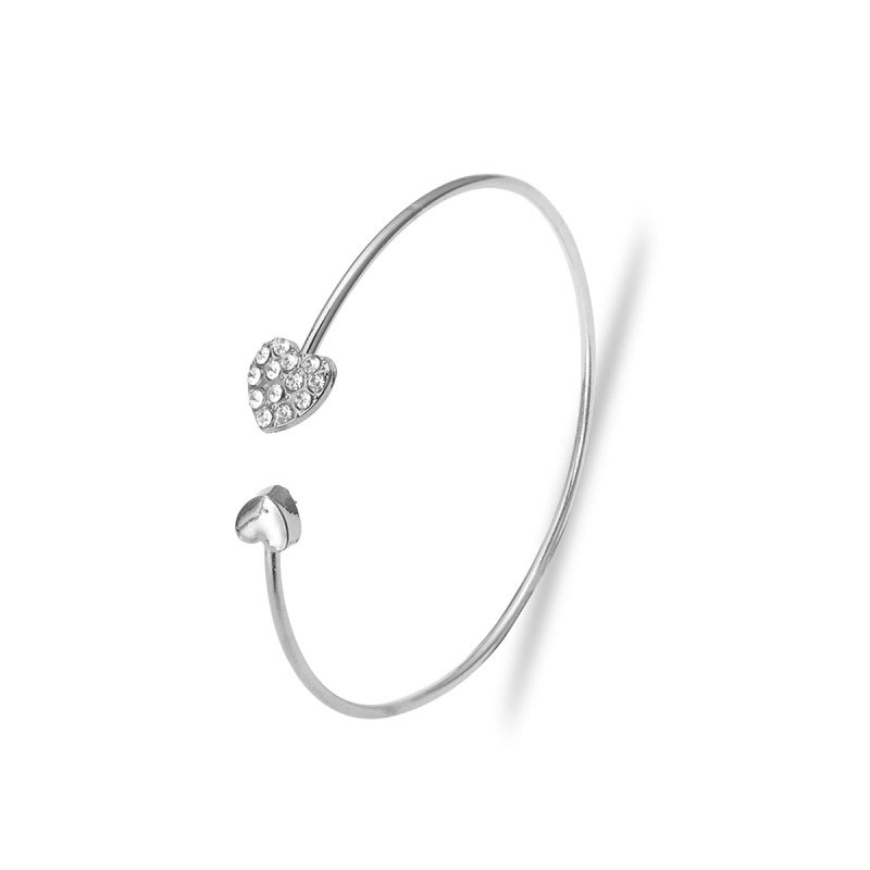 Antop！[Bayar Di Tempat]Gelang Tangan Model Terbuka Desain Hati Lapis Emas Gaya Korea Untuk Wanita-SILVER