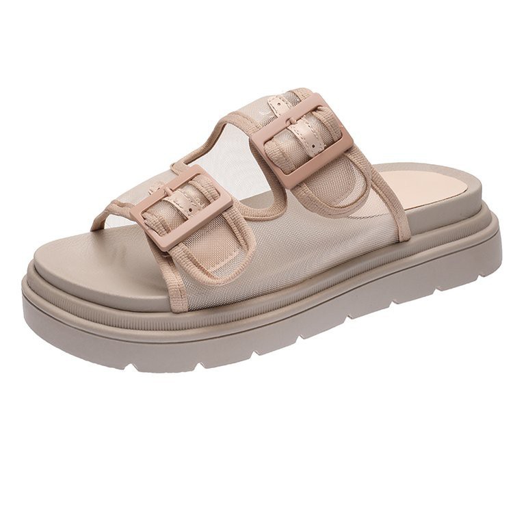 Sandal AGI0399  sol tebal Double Strap Buckle Sandals