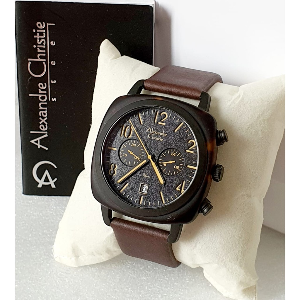 Alexandre Christie 6457 Jam Tangan Kasual Pria - Original - Tahan Air - Tali Kulit -