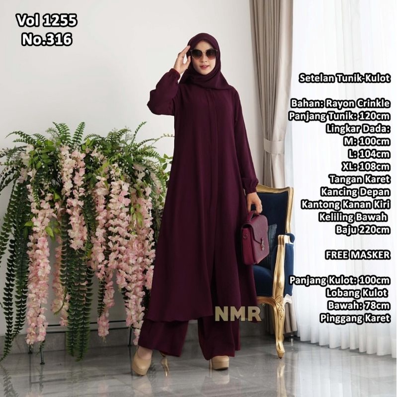 Set Tunik Kulot Rayon Crinkle#cantik Premium#NMR by Namira#Kulit Manggis#NMR asli