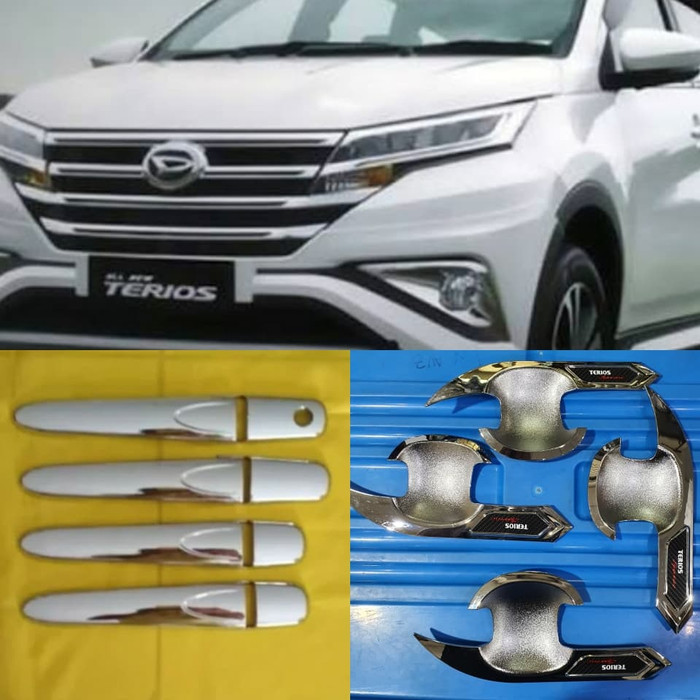 PAKET cover handle PEGANGAN PINTU no keyless + outer MANGKOK DAIHATSU ALL NEW TERIOS 2018 CHROME