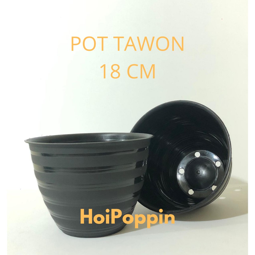 HPP - COD - POT TAWON 18 CM - POT PUTIH - POT TAWON HITAM 18 - POT TANAMAN HIAS - POT SK - POT INDOOR