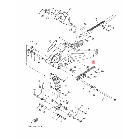 seal guard karet bantalan rantai swing arm new r15 vva v3 vixion r 155 original ygp BK6-F2151-00