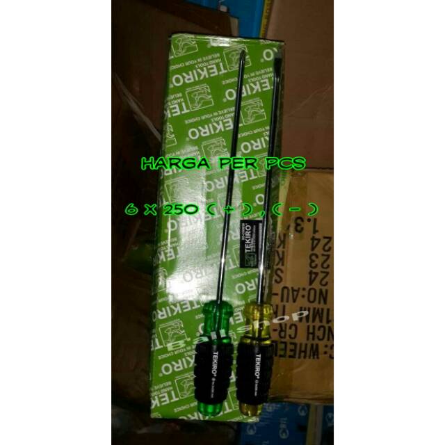 Obeng Gagang Karet 6 x 250 (+) , (-)  Harga Per Pcs