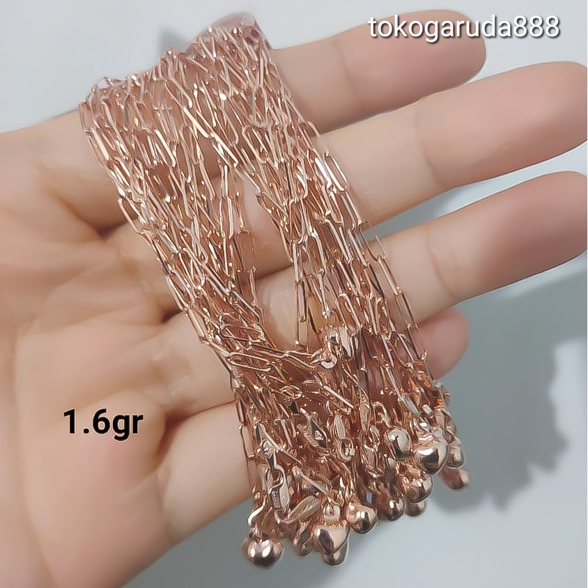 Rantai tangan gelang tali anak dan dewasa emas asli kadar 70% 700 75% 750 gold rosegold segiempat cowok cewek putih paper paperklip paperclip klip clip