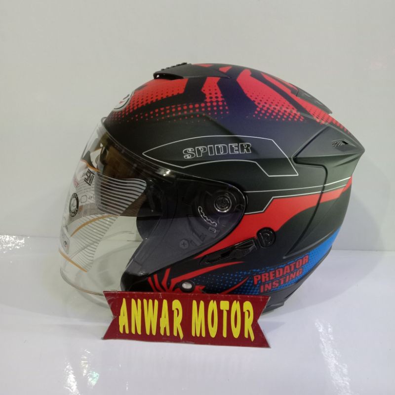 Helm G2 optimax double visor motif spider black red doff Size M - L