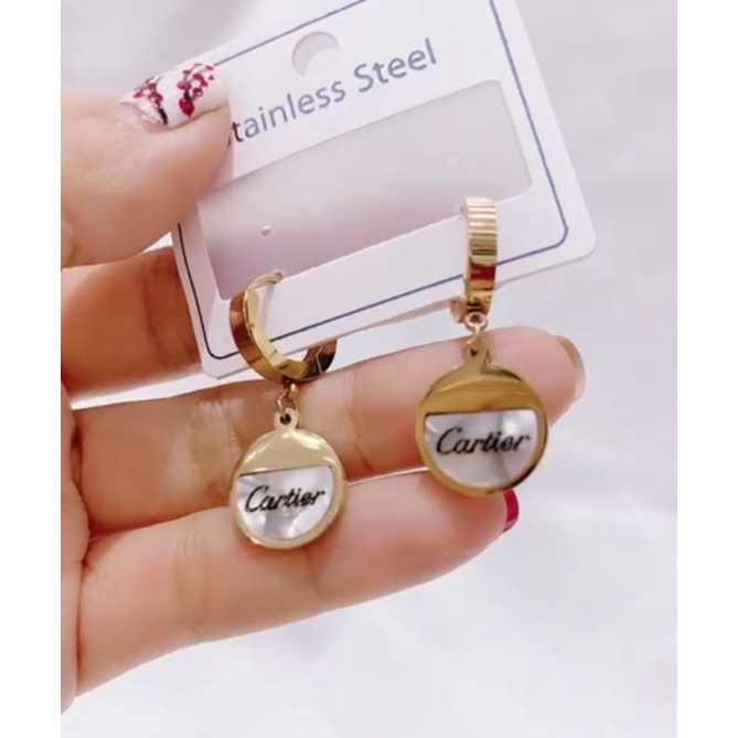 Anting Titanium asli gipsi Gold Cartierx Brandad Band anti karat anti alergi Earring Stainless steel Fashion Premium Quality