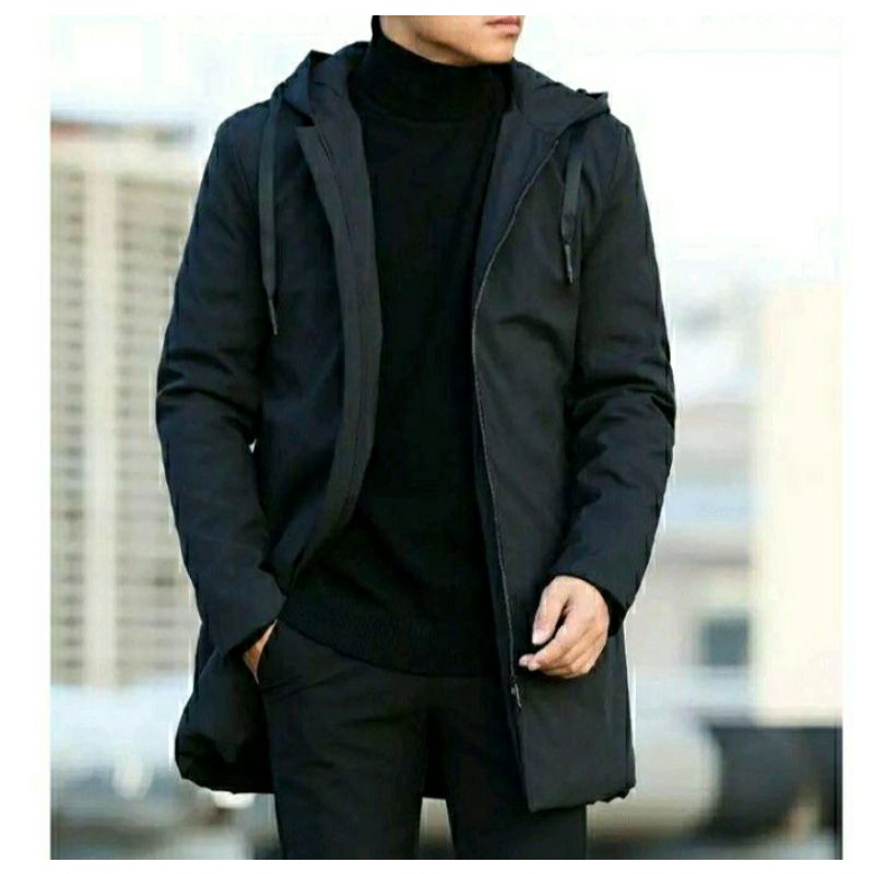 jaket jubah pria long coat / jaket pria musim dingin/jaket pria korea