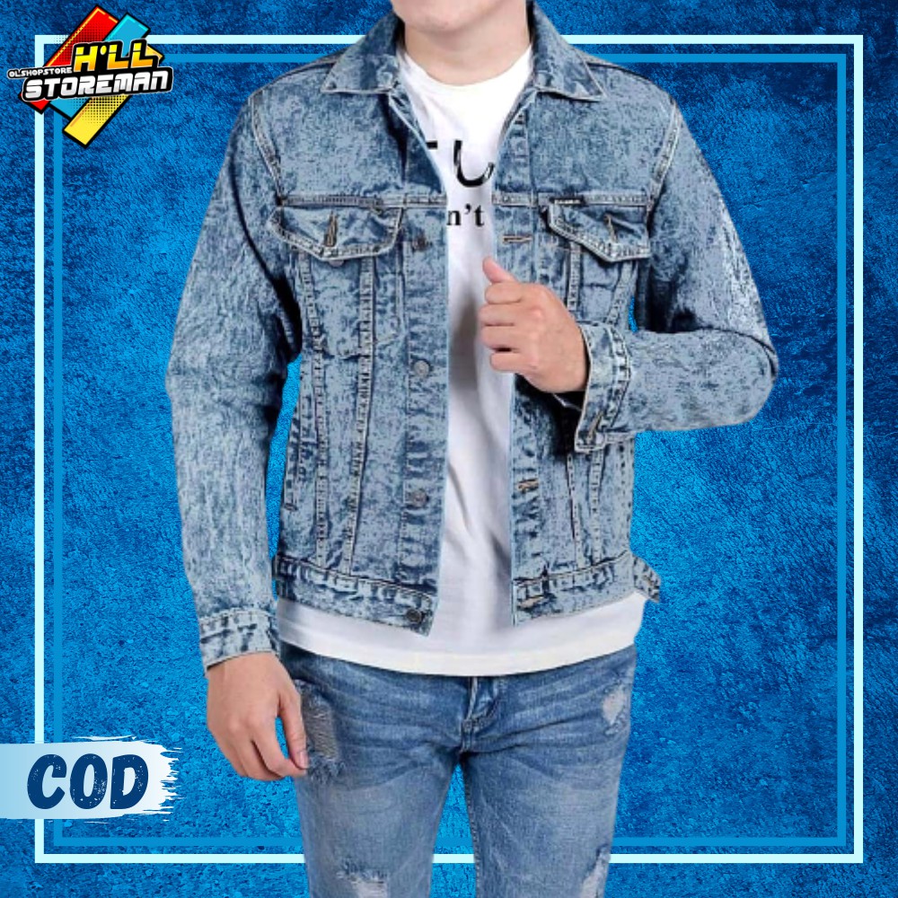 Jaket Jeans Levis Sandwash Pria L XL Murah Jacket Denim Cowok Cowo Premium Berkualitas